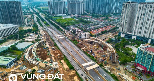 Toàn cảnh nút giao gần 2.400 tỷ vượt đại lộ rộng nhất Việt Nam đang dần thành hình, loạt đại đô thị của Vingroup, Geleximco được hưởng lợi