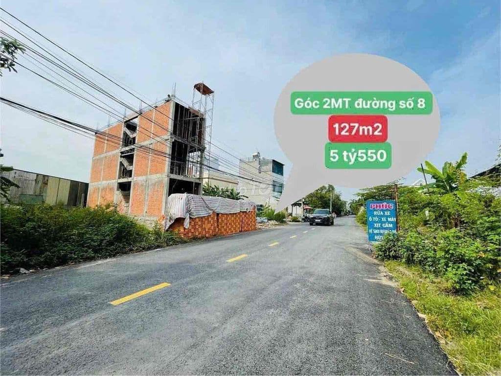 GÓC 2 MT KINH DOANH ĐƯỜNG 8 - 5.5 TỶ/127M2