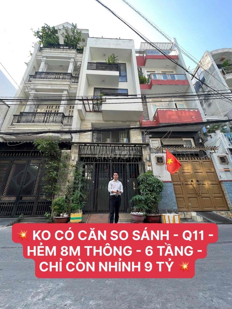 💥 ko có căn so sánh - q11 - hẻm 8m thông - 6 tầng - chỉ còn nhỉnh 9 tỷ
