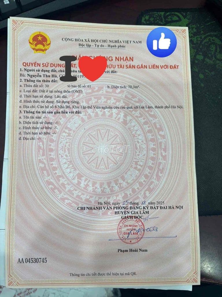 Chính chủ bán mảnh đất Trâu Quỳ giá rẻ