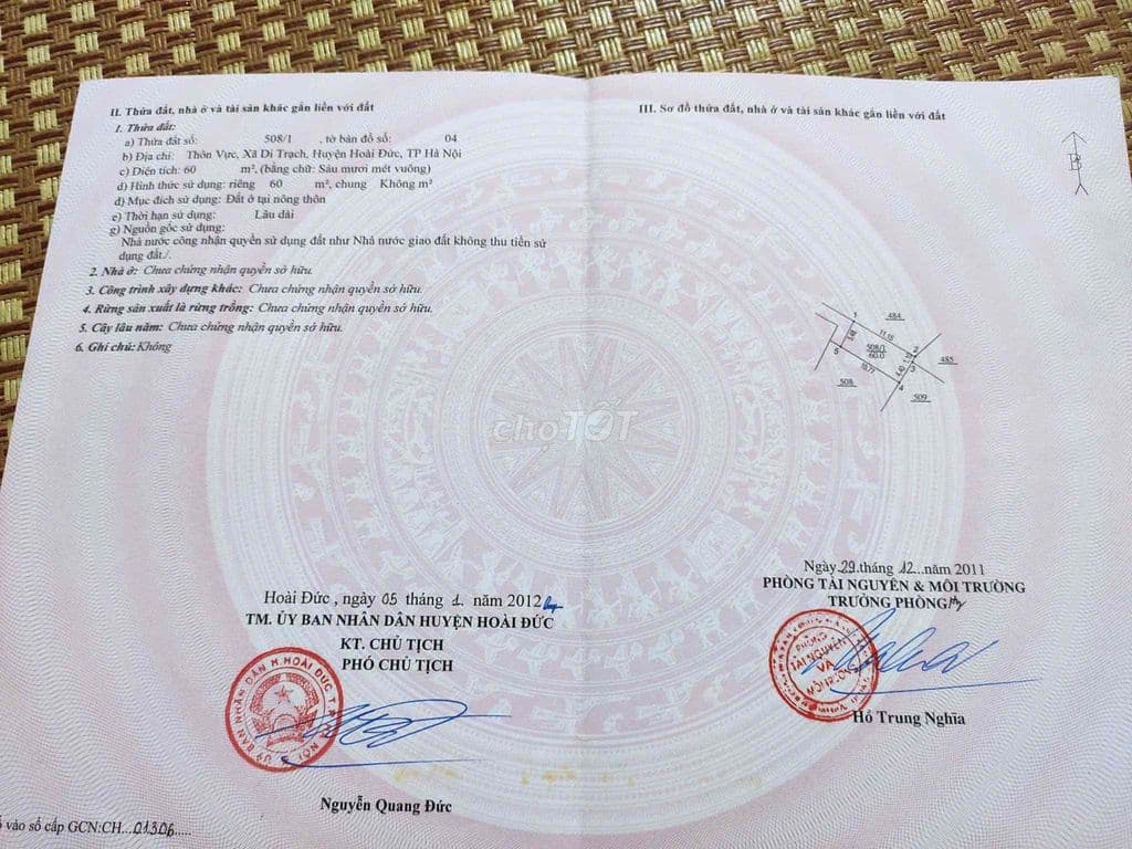 60m thổ cư . Di trạch - Hoài Đức. HNoi