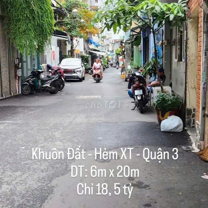Khuôn Đất - Hẻm XeTải - HOÀNG SA, Quận 3 - DT: 6m x 20m - Giá: 18,5 Tỷ