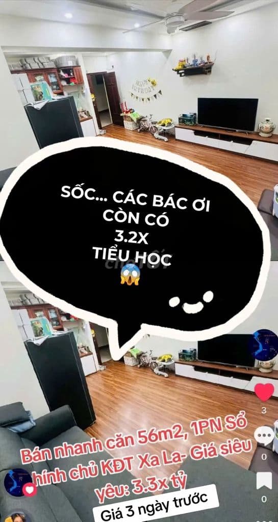 Muốn mua chung cư giá rẻ không thể bỏ qua căn 56m2 này - KĐT Xala