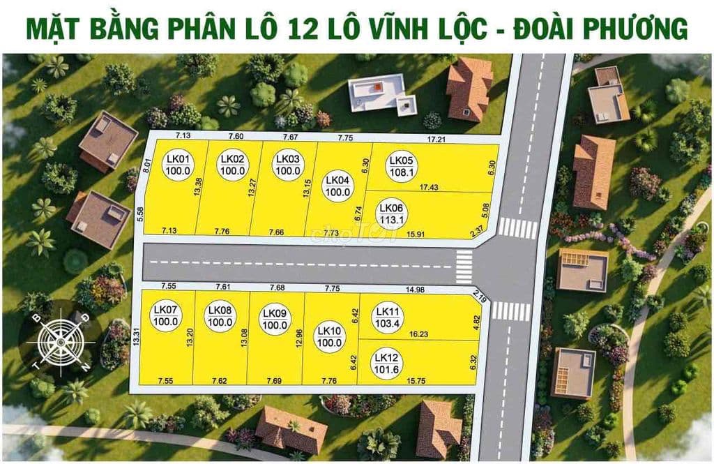 E bán lô góc trục chính Vĩnh lộc , Đoài Phương - Đơn giá hơn 30tr