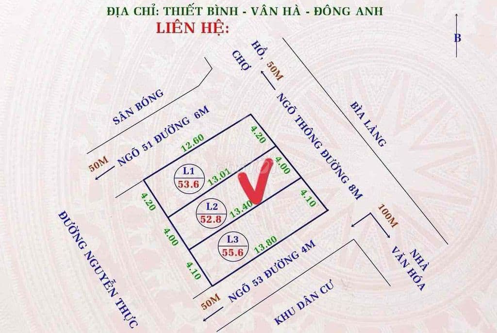 Bán 52.8m2 bìa làng Vân Hà, vị trí kinh doanh, đường 8m - Ảnh 3