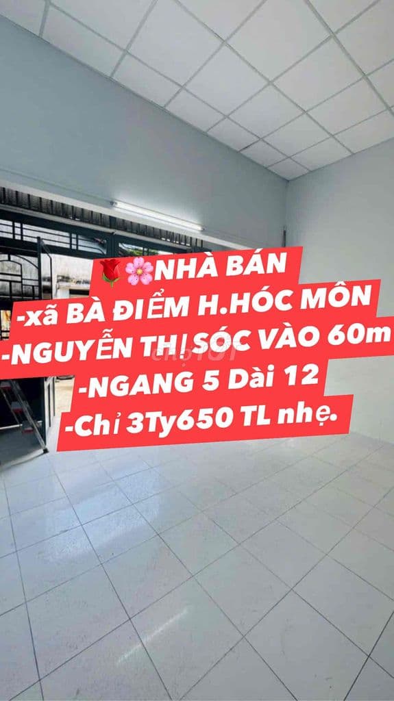BÁN NHÀ BÀ ĐIỂM (5x12) NGUYỄN THỊ SÓC vào 100m (5mx12m)