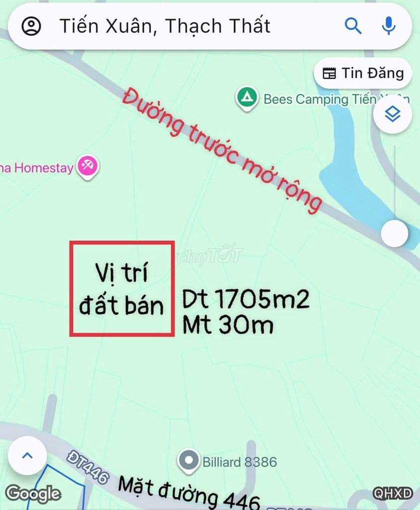 CC GỬI BÁN_1705m2_ĐẤT LÀM HOMESTAY ĐT446_GIÁ ĐẦU TƯ GẦN 20triệu/m2