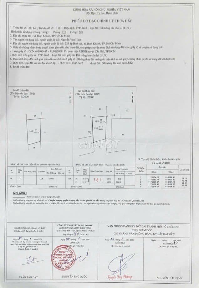 Bán đất Bình Khánh Cần Giờ, mặt tiền đường đá xanh, đất đẹp nở hậu.