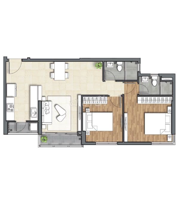 Sổ hồng Quận 2- Cần bán căn góc 75m Dlusso 2PN giá 6.4Ty