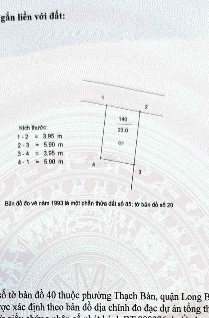 Thạch Bàn Long Biên, Bán Đất Tặng Nhà 2 Tầng, Ngõ Thông Ô tô 5 Chỗ.