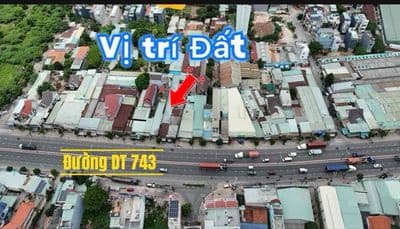 Bán lô đất 360m mặt tiền dt743 ngã tư miếu ông cù