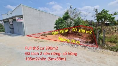 Bán đất Đức Hoà mặt tiền full thổ 392m2, đã tách 2 nền full thổ riêng