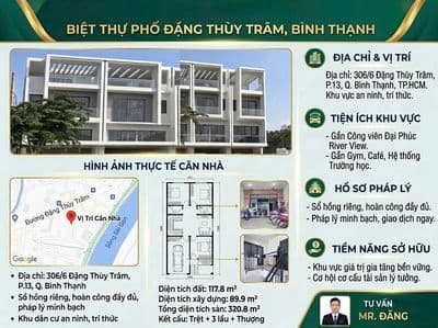 Chính chủ bán nhà 306/6: 117.8m2 hoàn công; Giá 18,7 tỷ Bình Lợi