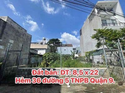 Bán Đất Ngang 8,5 x 22 hẻm Oto 7 chỗ đường 5, Tăng Nhơn Phú B, Quận 9.