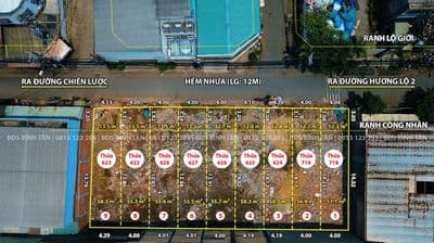 Bán Đất Phân Lô Bình Tân 9 Lô 72m2 Đường Hương Lộ 2 Gần Tên Lửa 5,3 Tỷ