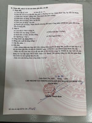 CHÍNH CHỦ BÁN CĂN NHÀ CẤP 3 NGAY TRUNG TÂM PHƯỜNG AN LẠC