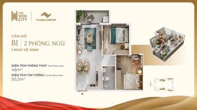 CHỈ 1 TỶ 410 CÓ NGAY 2PN THE WIN - TẶNG FULL NỘI THẤT AN CƯỜNG