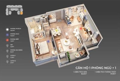 Chuyển nhượng căn hộ 1PN tầng 16 dự án The Sang Residence Đà Nẵng