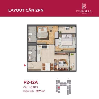 Chuyển nhượng căn hộ 2PN tầng 15 dự án Peninsula Đà Nẵng