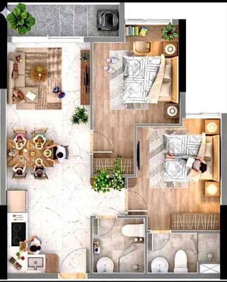 Bán căn hộ Bcons NewSky 66m2 2pn2vs
