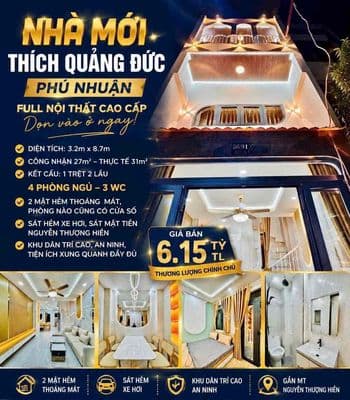 SIÊU PHẨM THÍCH QUẢNG ĐỨC-HẺM XE HƠI-MỚI ĐẸP LUNG LINH-6,15T TỶ TL