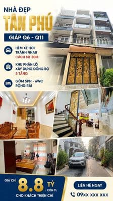 Hẻm 6m Phan Anh - Tân Phú, 5 Tầng nhà đẹp giá chỉ 8 tỷ 38 tl