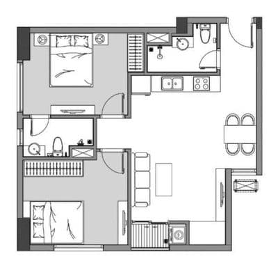 Căn hộ chung cư 2pn2wc full nội thất