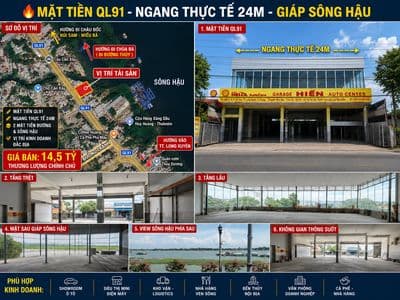 Bán mặt bằng Kinh Doanh QL91 Long Xuyên ngang 24m giáp sông Hậu