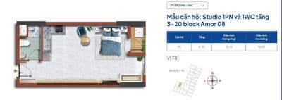 Trực Tiếp Chủ Cần Bán 1PN - View Hồ Bơi Tầng Trung - Giá full 1ty150
