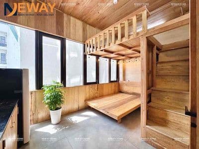 Khai trương chdv - full nội thất - tone gỗ ngay tân hương - aeon tphu