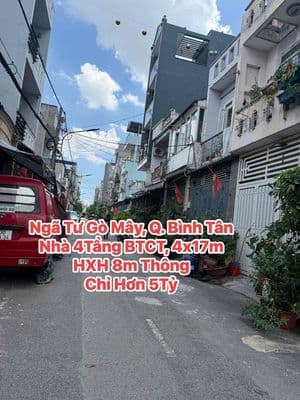 Nhà 4Tầng BTCT, 4x17m Vuông A4 Hết LG, HXH 8m Thông
