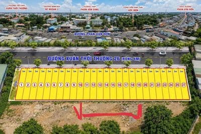 Đất 5 x 21m Mặt Tiền Đường nhựa kinh doanh buôn bán. Xã Bà Điểm