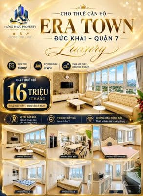 Cho thuê căn hộ era town 160m2 - quận 7 – view sông cực đẹp