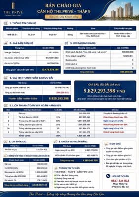 THE PRIVÉ – CĂN 2PN VIEW NỘI KHU ĐẸP THÁP 9