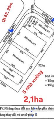 4 xưởng + 2,1HA đất 2MT, Khu Công Nghiệp Lợi Bình Nhơn, Long An
