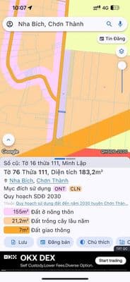 Bán đất mặt tiền đường DH10 Minh Lập - 500tr