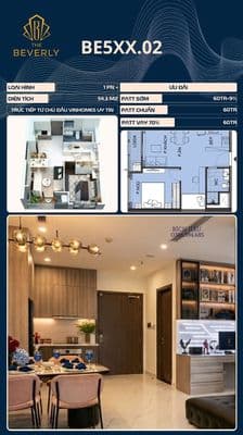 Bán căn 1 PN+1,55m2,view cv 36ha,Beverly,Vinhomes Q9,Hồ Chí Minh