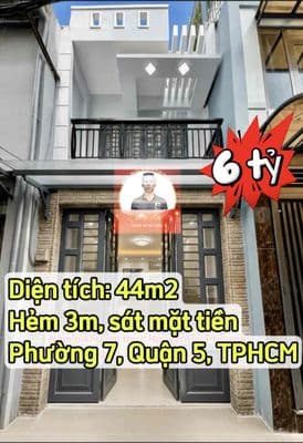 Nhà Quận 5 - Diện tích 44 m2 - hẻm xe ba gác - sát mặt tiền - chỉ hơ