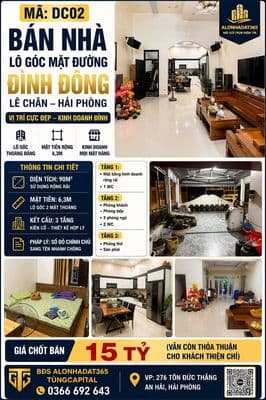 Bán nhà mặt tiền 90m2 phố Đình Đông, Hải Phòng