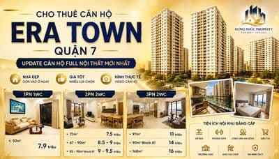 CHO THUÊ CH 1PN 2PN 3PN ERA TOWN FULL NT
