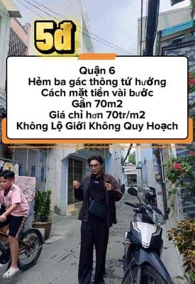 Chính chủ ngộp bank cần bán gấp nhà trệt lầu 70m2 quận 6