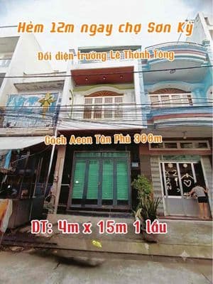 Nhà đẹp hẻm 12m đường Tân Thắng, ngay chợ Sơn Kỳ.(DT: 4x15m 1 lầu)