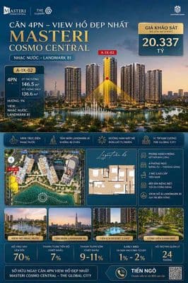 MASTERI COSMO CENTRAL - ĐỘC BẢN CĂN 4PN 136M2 VIEW HỒ & LANDMARK 81