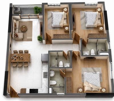 CH 99m2 -3PN3WC cam kết 12 tháng giá thuê 15 Triệu/Tháng,CK 5,65%
