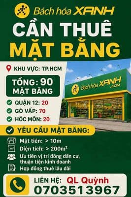 Thuê Mặt Bằng Bách Hoá Xanh