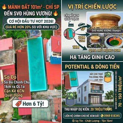 (Giá Rẻ ) BÁN ĐẤT MỄ SƠN 101m2 SỔ ĐỎ 5p VÀO SÂN HÙNG VƯƠNG Olympic 6ty