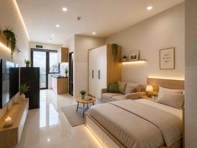STUDIO BAN CÔNG FULL NỘI THẤT NGAY MŨI TÀU TRƯỜNG CHINH
