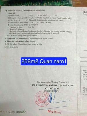 2,400 TRIỆU/258m2 NGAY TRUNG TÂM UBND HÒA LIÊN