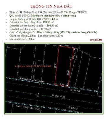 Nhà 8,1x23m NH CN 191m2 Đường 81 Phường Tân Quy Q7