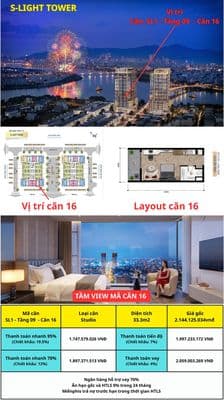 Căn Studio/33.3m2 Giá từ 1.747 tỷ Căn hộ S-Light Tower